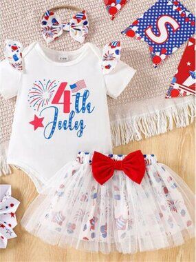 Children's Independence Day Print Outfit Set